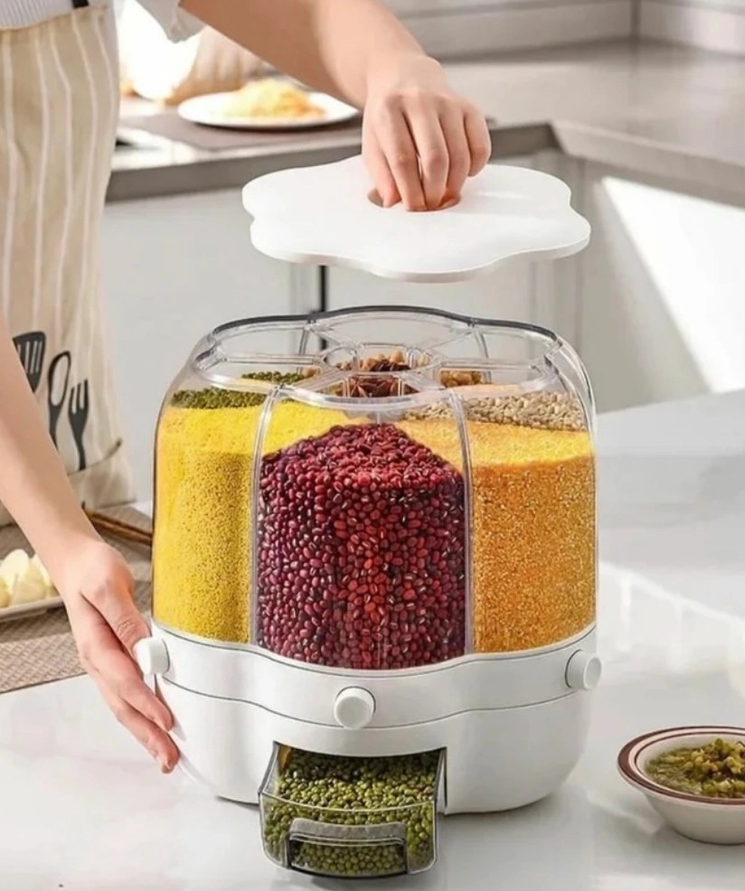 جا حبوباتی چرخشی طرح گل سایز کوچک ۶ خانه
